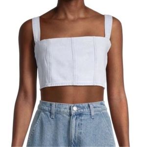 Weworewhat Denim Bustier Top in Powder